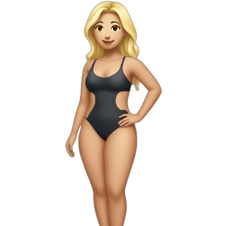 Slim-Thicc caucasian woman swimsuit posing emoji