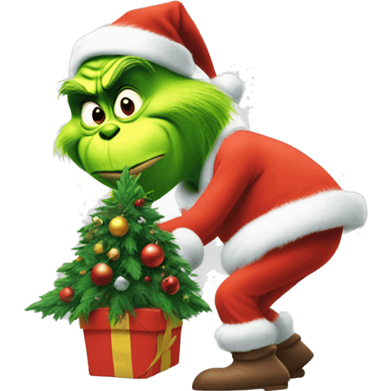 The grinch stealing a christmas tree emoji