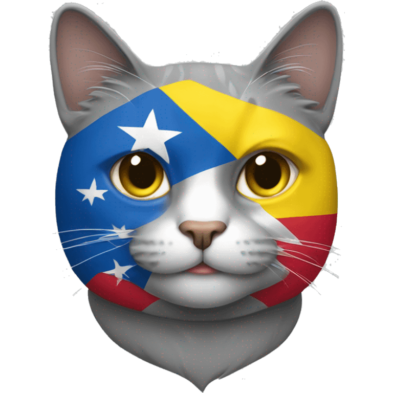 Un gato gris con la Bandera de colombia emoji