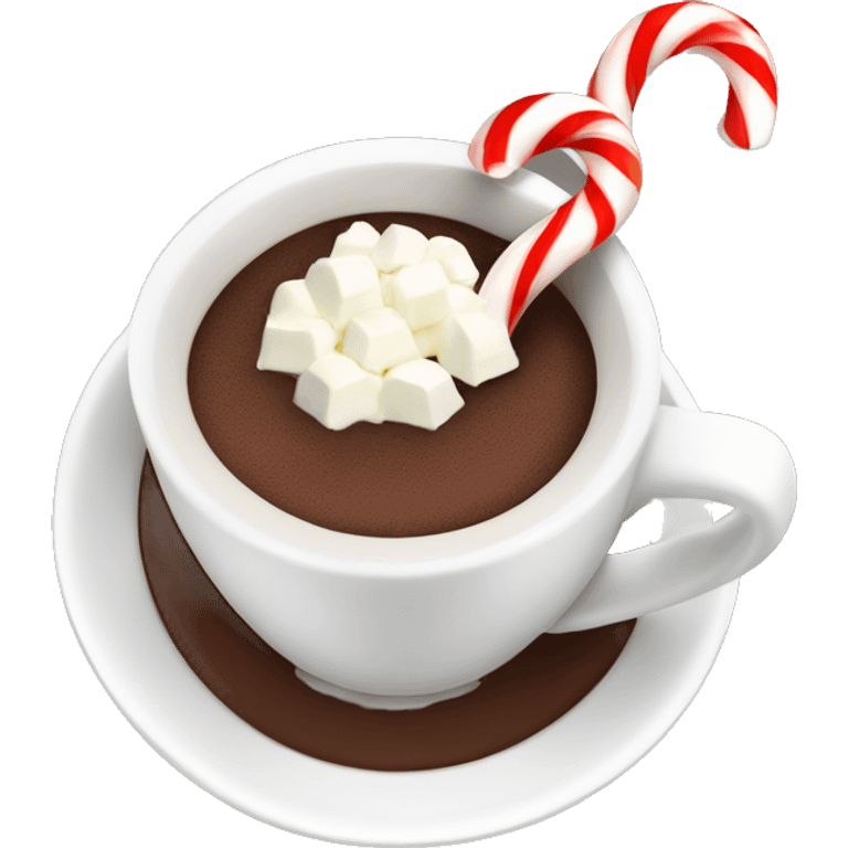 Peppermint hot chocolate with crushed peppermint on the rim emoji