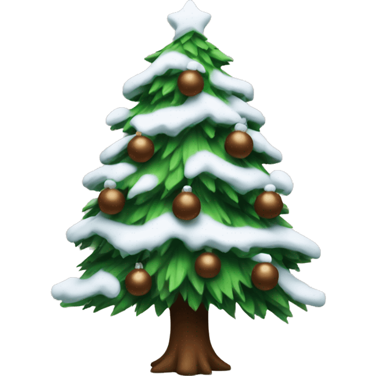 Christmas tree with snow with brown balls on it  emoji