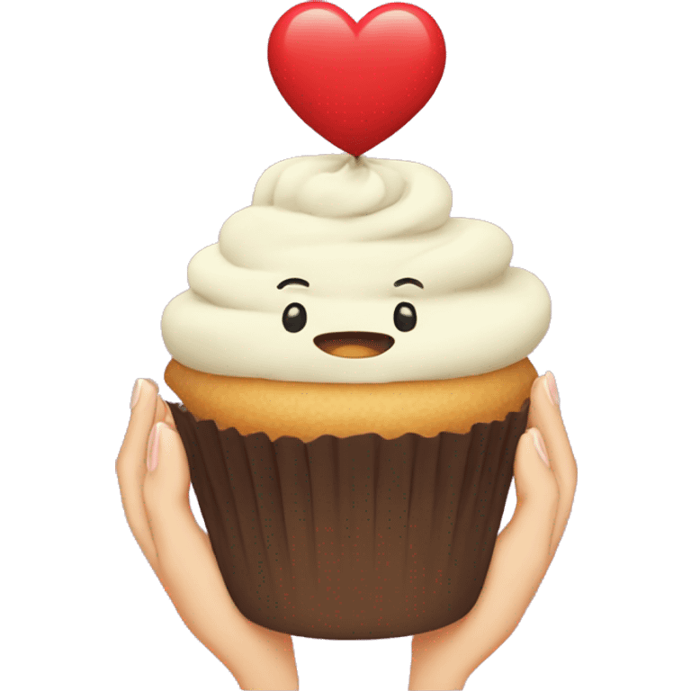 cupcake with hands shaping a hearts hand emoji emoji