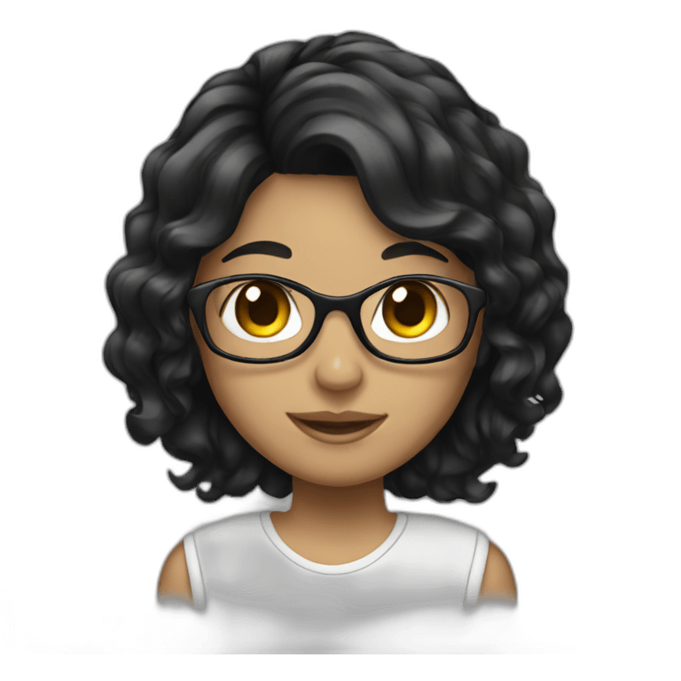 girl with black wavy hair and headphones emoji