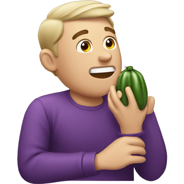 Guy eating eggplant emoji