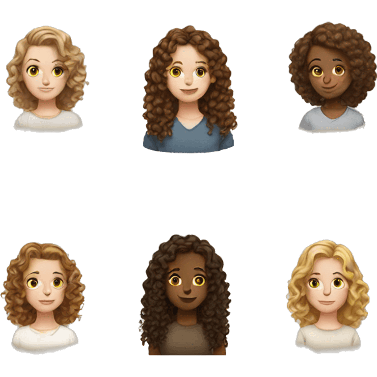 white girl, brown hair and curly,  emoji