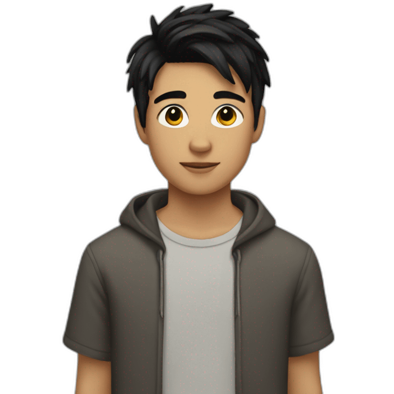 Teenboy with medium Short black hair emoji