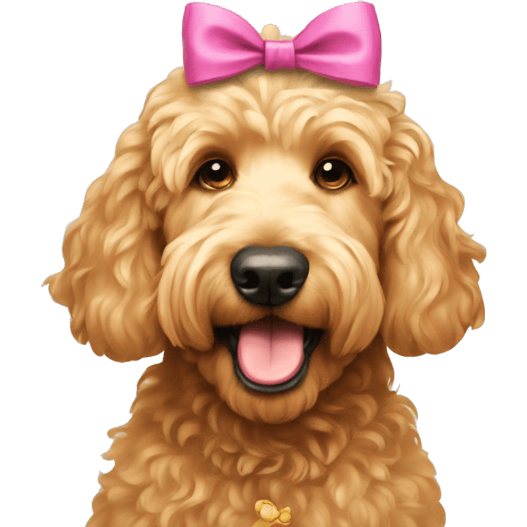 Golden doodle with bow on head emoji