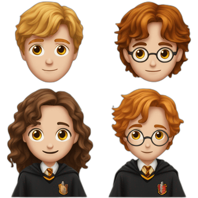 harry potter with ron weasley and hermoine granger emoji