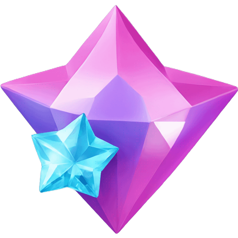 3d pink, purple and blue, diamond with star emoji