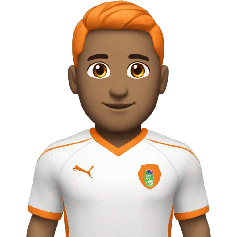 Futbolista enano blanco uniforme naranja con el número 6 emoji