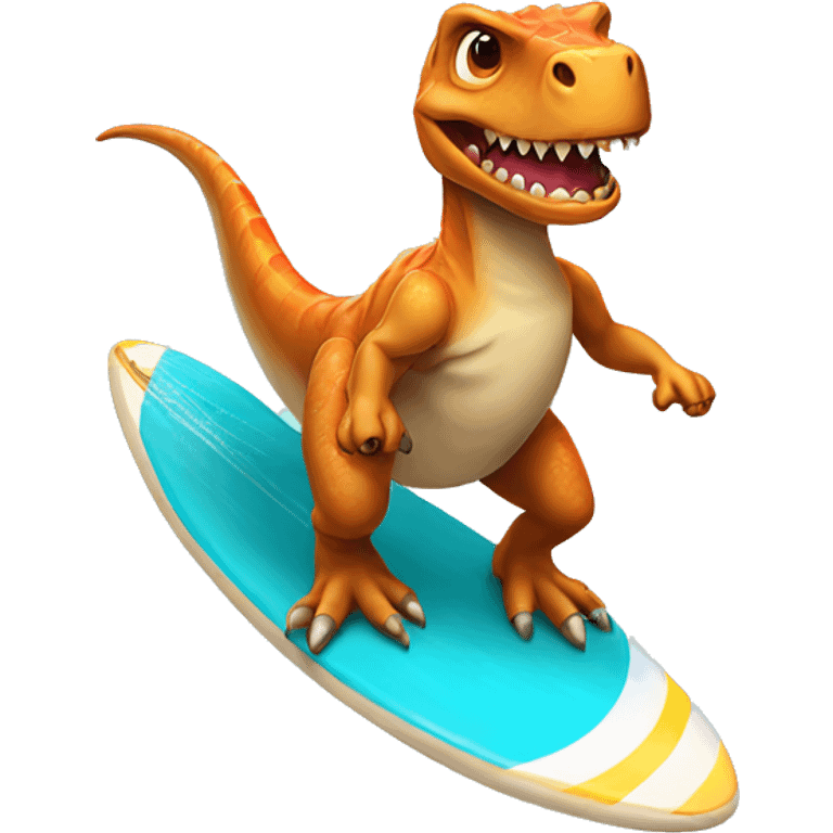 dino riding a surf board emoji