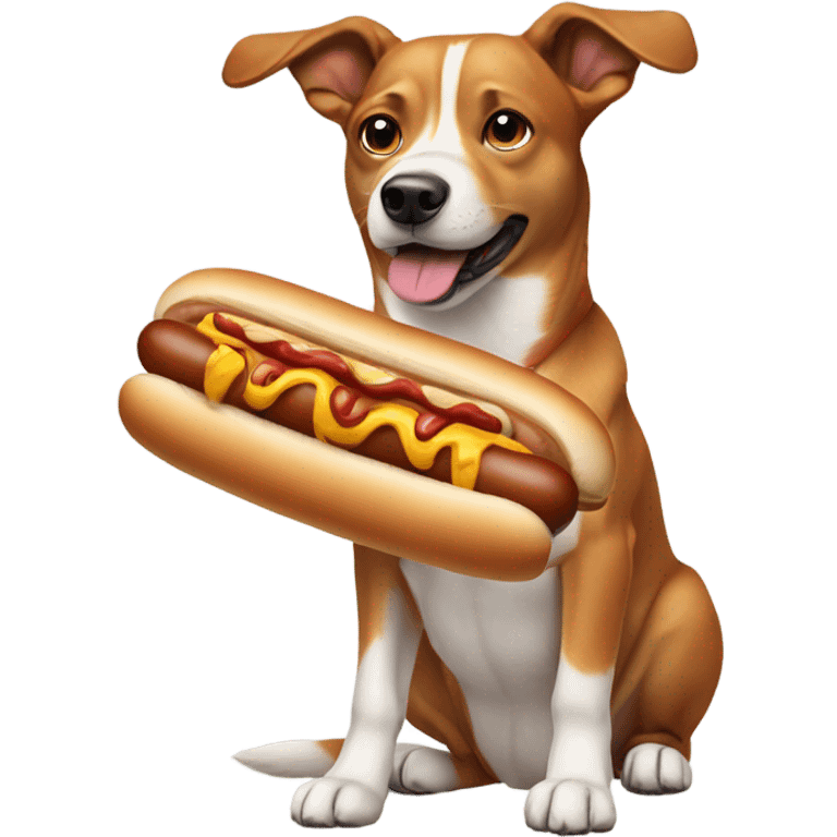 Dog with a hotdog emoji