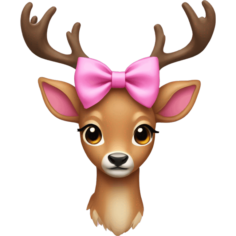 Deer wearing pink bow emoji