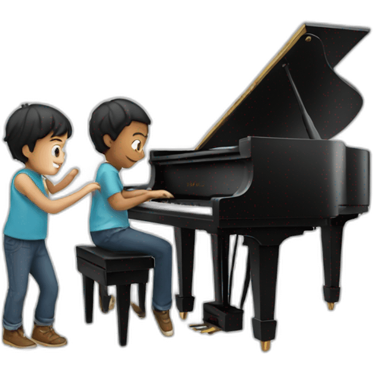 piano with a boy emoji