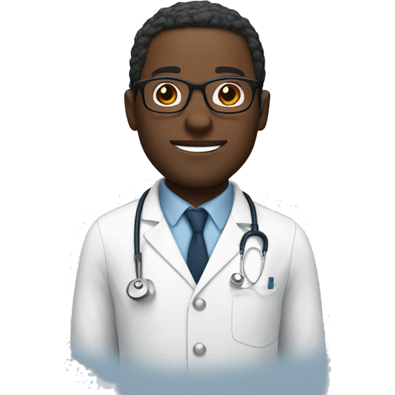 Black man with glasses in doctors outfit  emoji