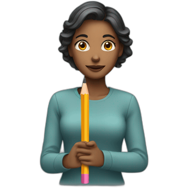 woman holding a pencil emoji