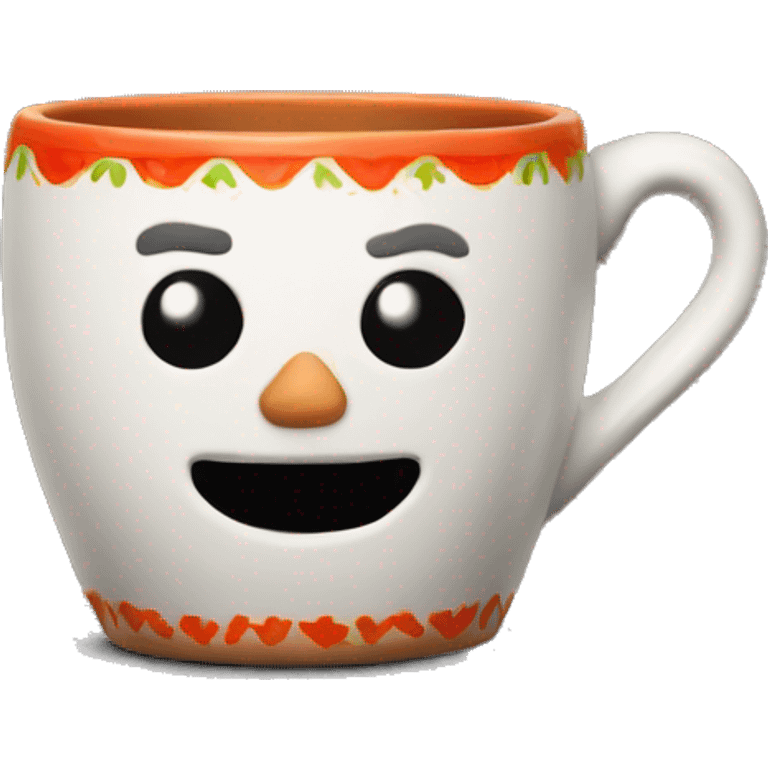 Realistic mexican clay talavera mug isolated.  emoji