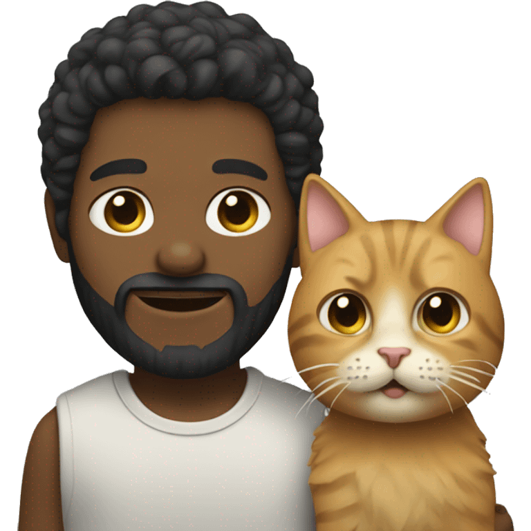 bearded boy with a cat emoji