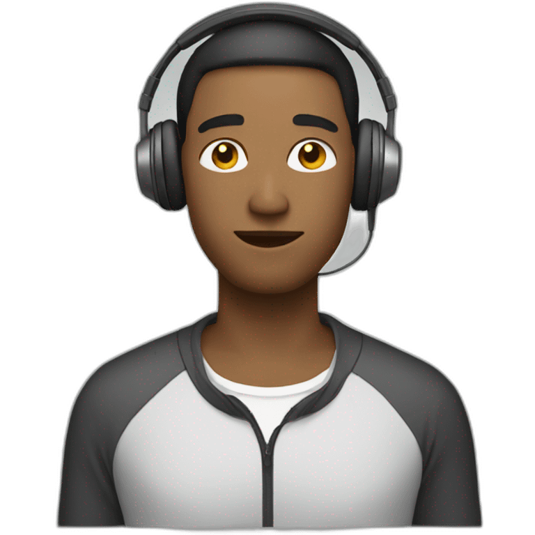 man with short straight hair and headphones emoji