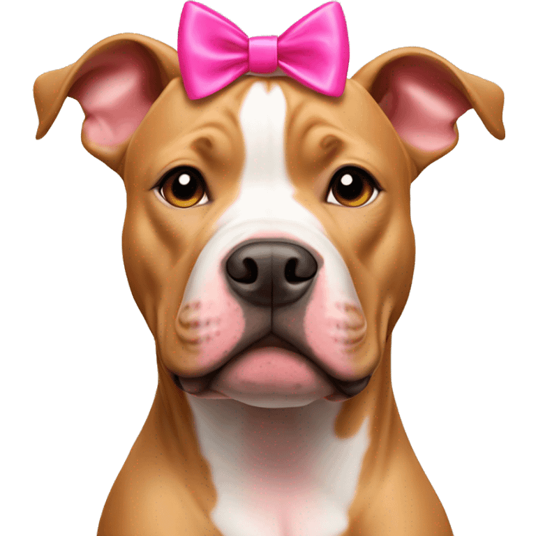 Tan pitbull with pink bow on head emoji