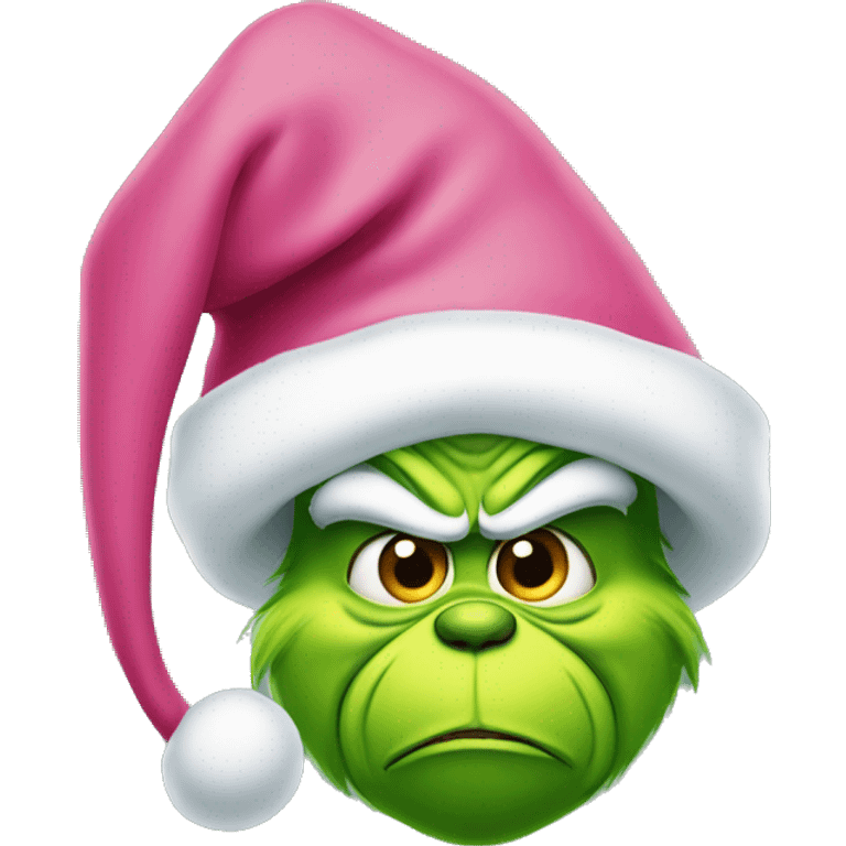 Grinch with a pink Santa hat emoji