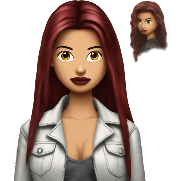 Adriana lima in 90s long dark red hair emoji