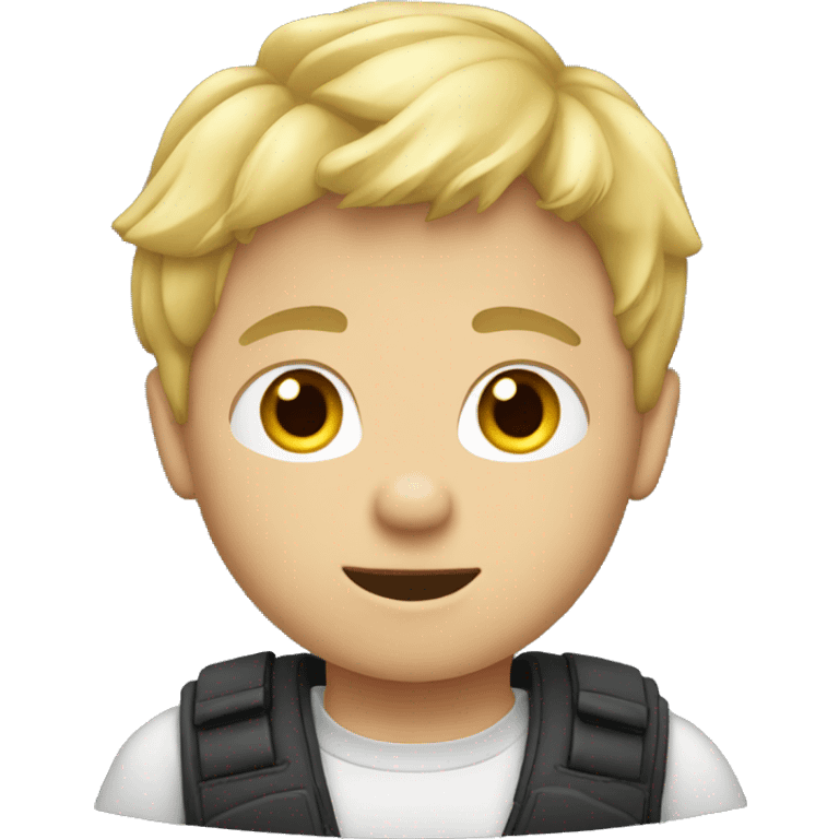 Boy with blond hair playing on PC emoji