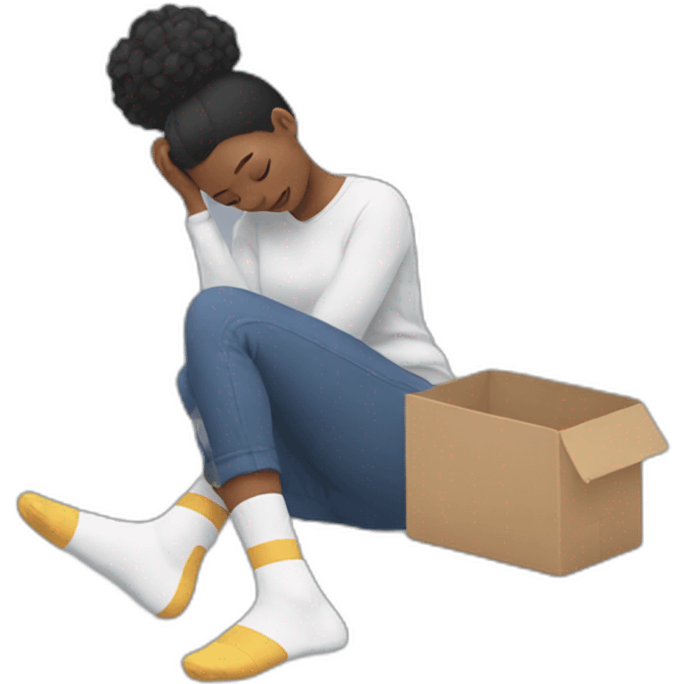 woman slipping with socks on emoji