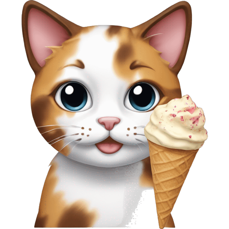 calico cat with icecream  emoji