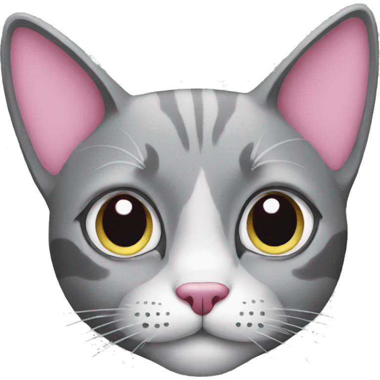 grey cat with pink nose emoji