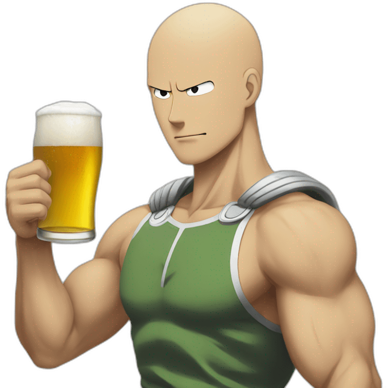 One punch man drinking beer emoji