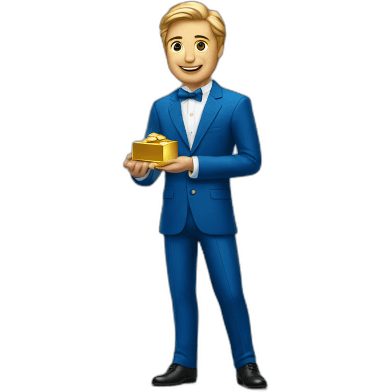 Posh-man-with-blue-suit-offering-goldbar emoji