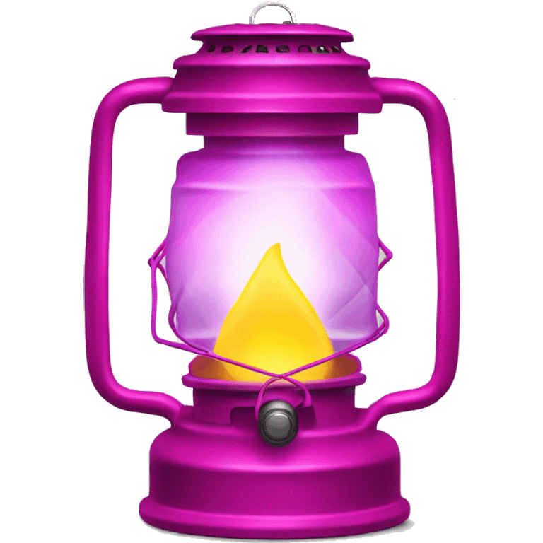 Realistic camping fuschia lit camping lantern lisolated. emoji