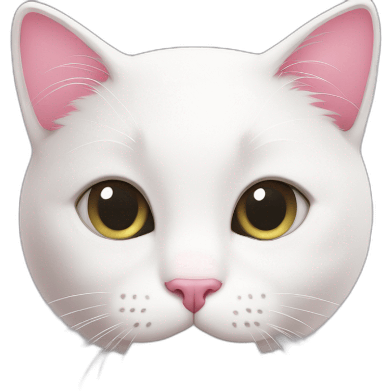 White cat love pink emoji