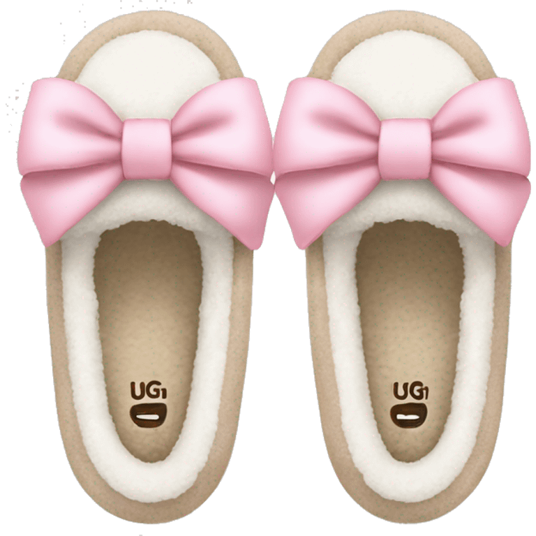 White Ugg slippers light pink bows  emoji