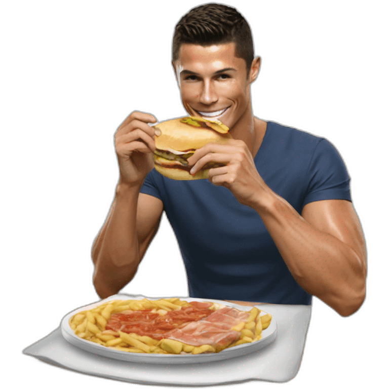 crea a cristiano ronaldo comiendo salchipapa emoji