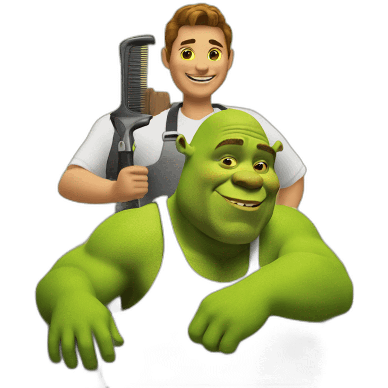 Shrek with a barber emoji