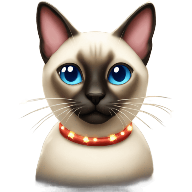 Siamese Cat with christmas lights emoji