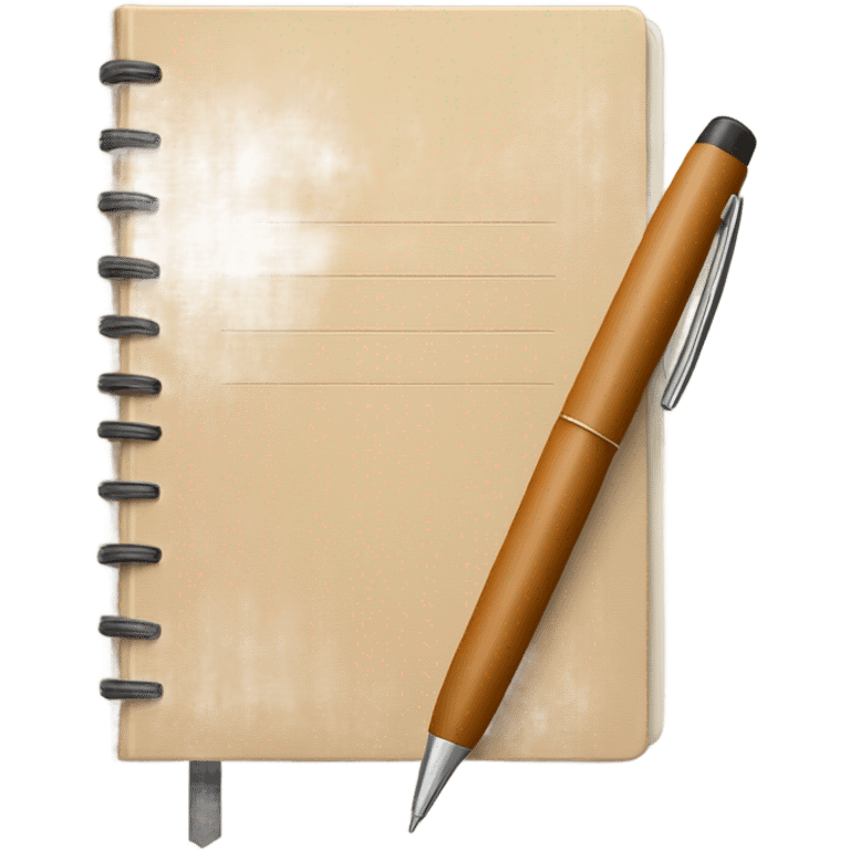 Tan notebook with a pen emoji