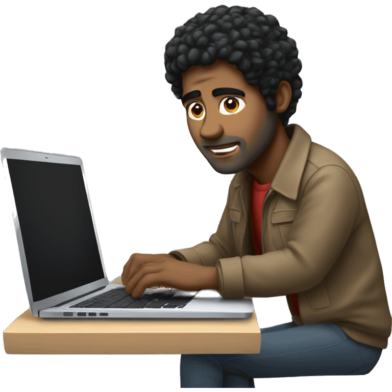 North African man with black hair typing on a MacBook Pro  emoji