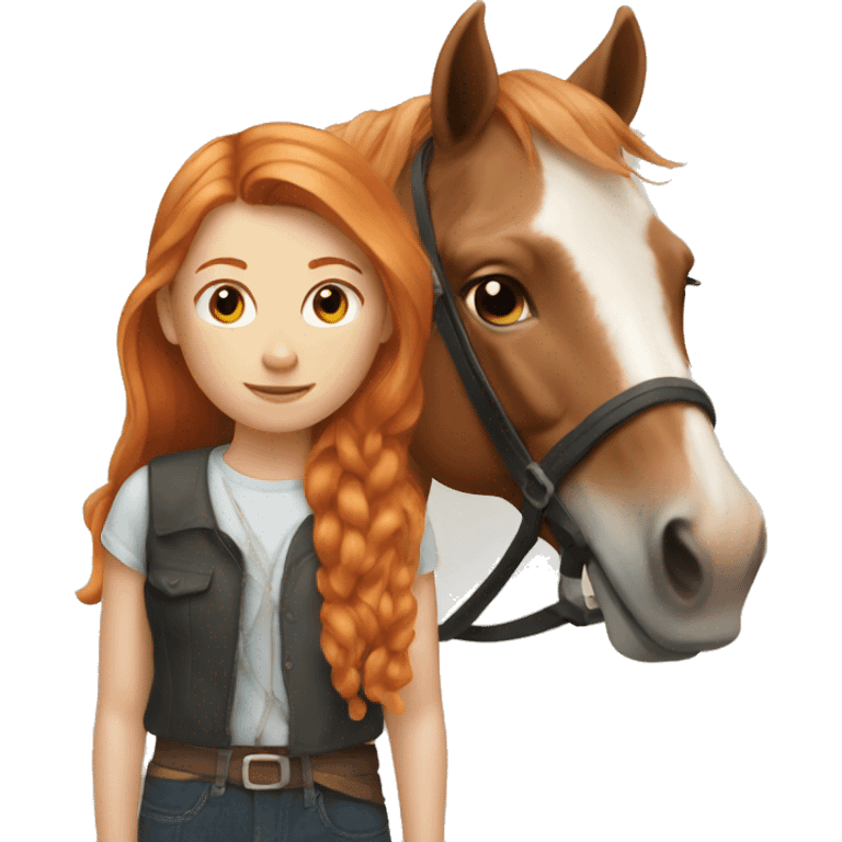 Ginger girl with a horse  emoji