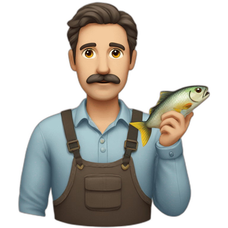 moustache husband with fish emoji