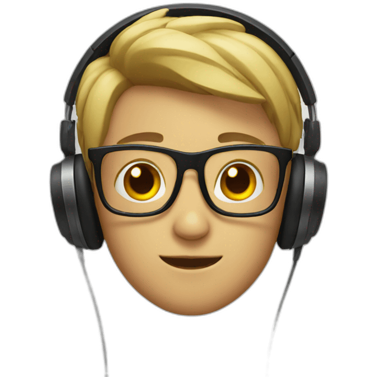 A boy wearing glasses with cool headphone  emoji