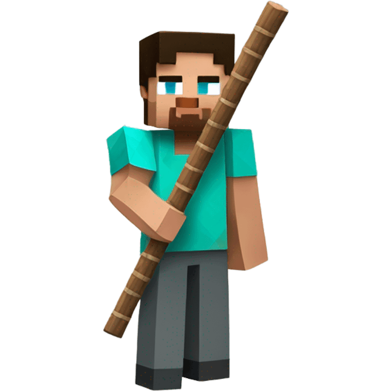 Minecraft Steve with a stick emoji