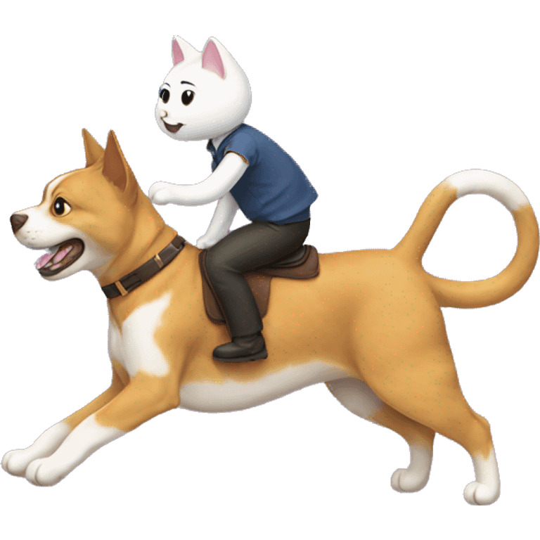 A cat rides a dog emoji