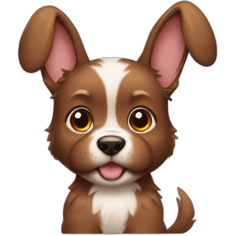 Brown puppy with medium long hair and rabbit ears. emoji