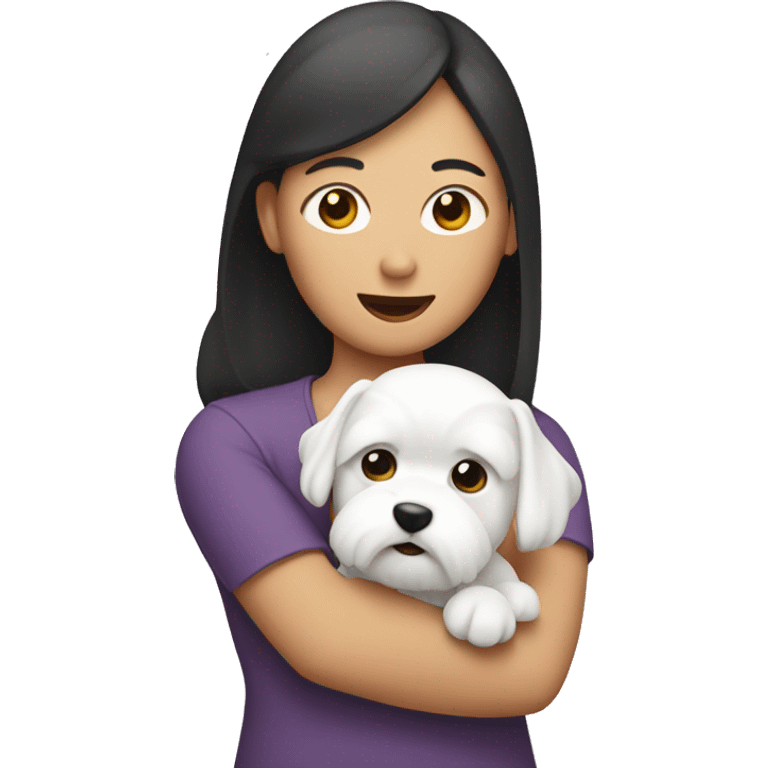 Maltese being held by an Asian woman emoji