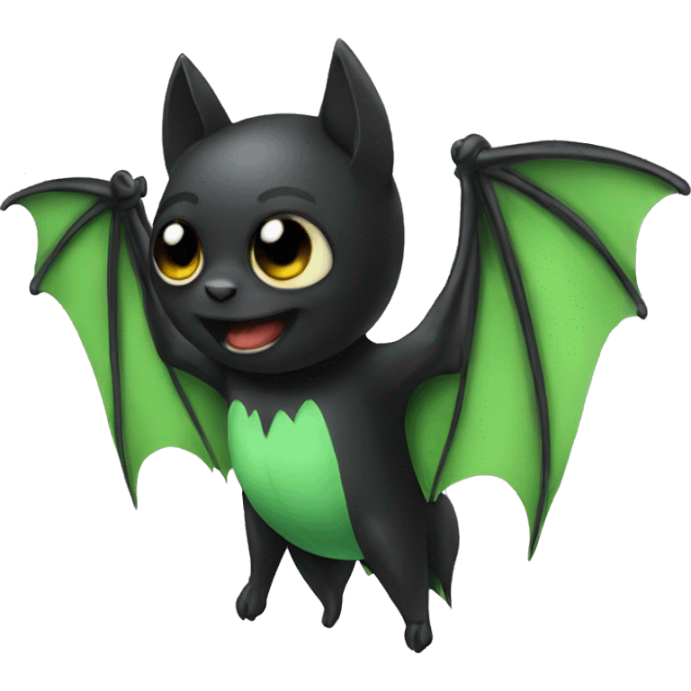 Black bat green wings emoji