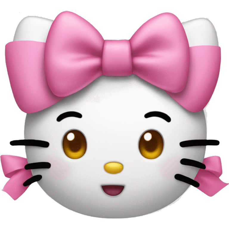 Hello kitty with a pink ribbon blowing kiss  emoji