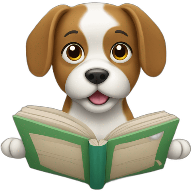 dog reading book emoji